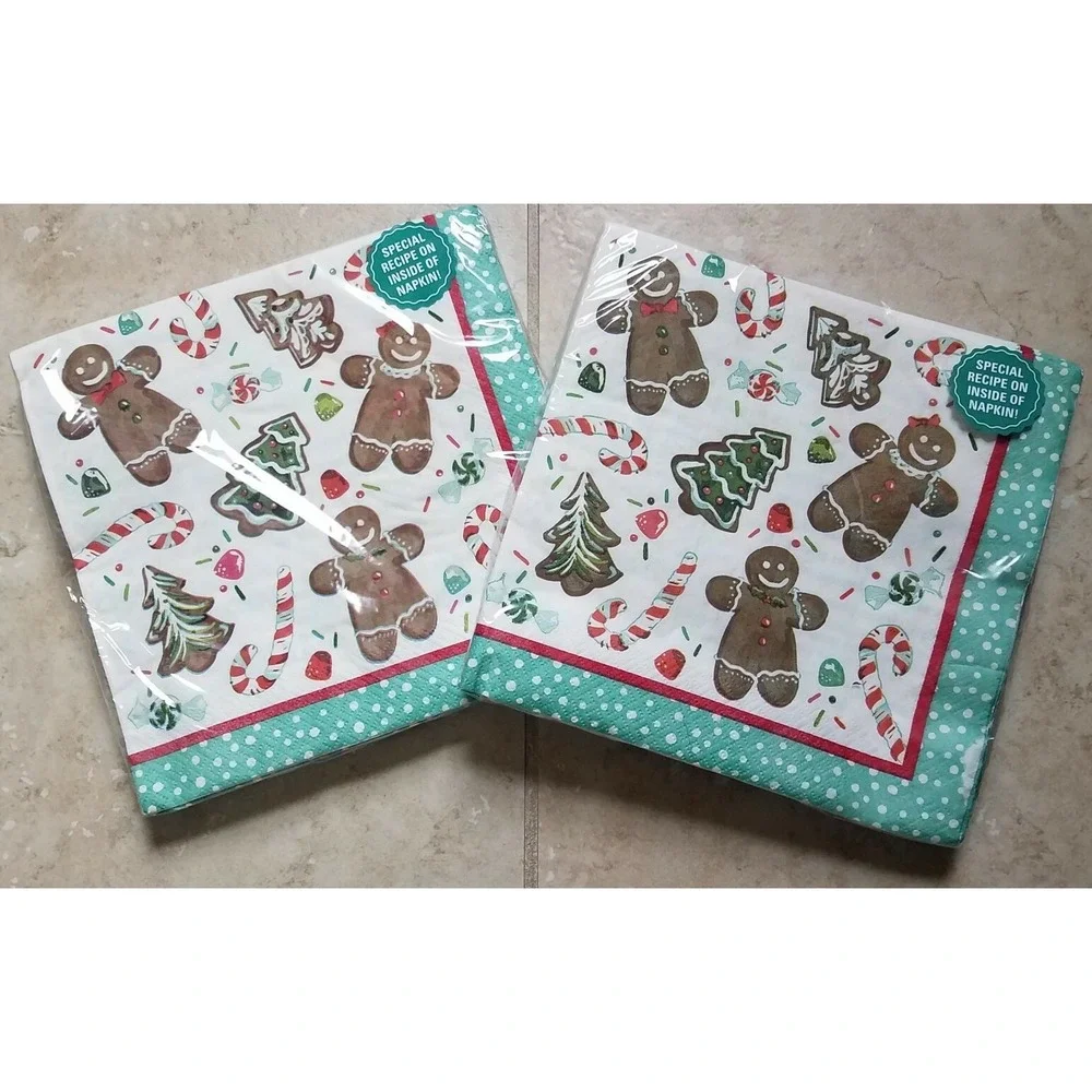 (2)‎ The Pioneer Woman Christmas Gingerbread Paper Dinner Napkins 20ct each NEW
